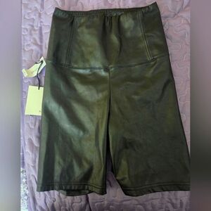 Women's Black Leather Shorts